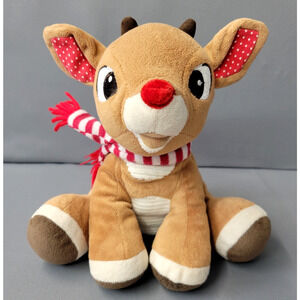 Rudolph The Red Nose Reindeer Plush Toy 8" Brown Scarf 2014 Kids Preferred Scarf